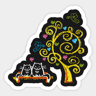 cute cat couple in love Sticker